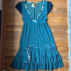 Free People teal beaded dress